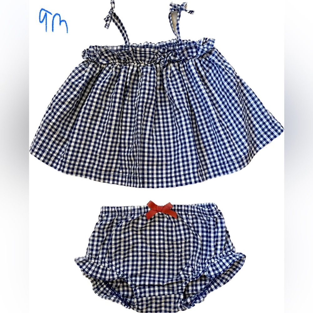 Carter’s Navy Gingham Baby Girl Dress and Bloomers Size 9M